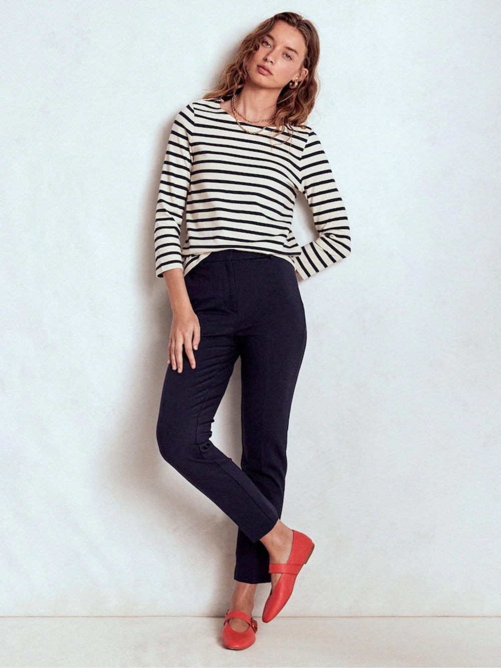 Boden Highgate Ponte Trousers Navy Blue Slim Ankle Pants US 4L